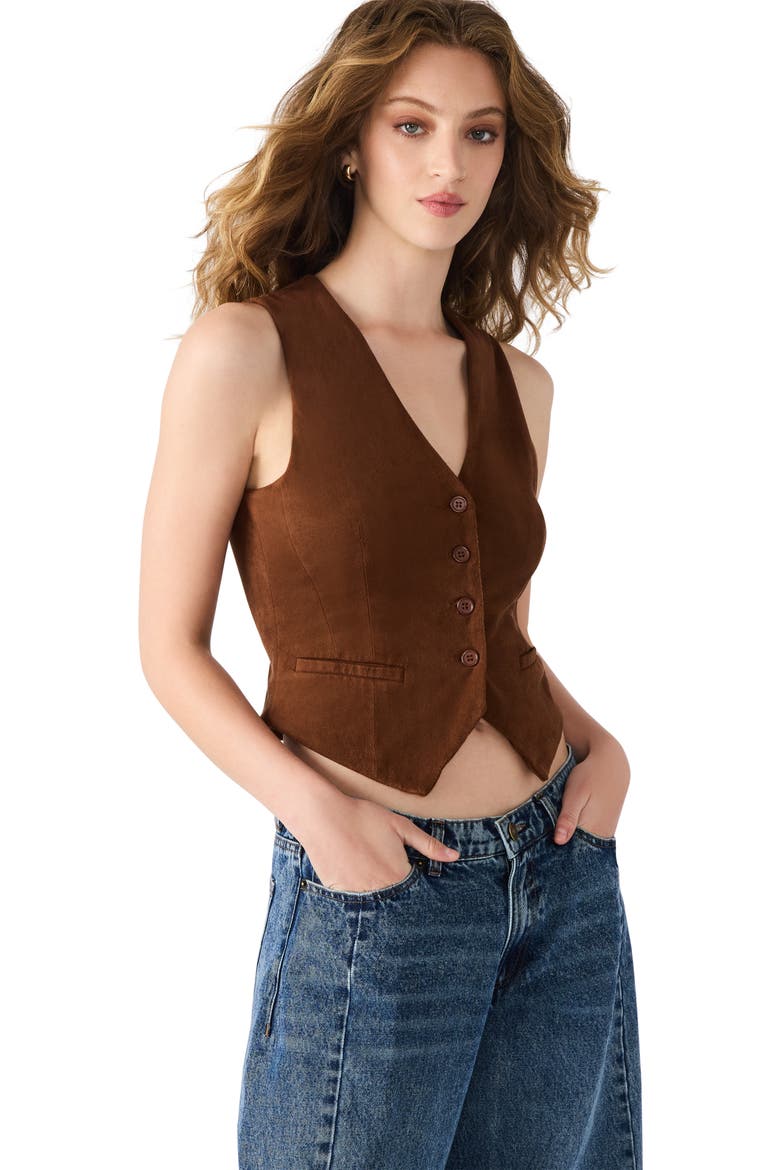 Barrett Faux Suede Vest, Alternate, color, CHICORY COFFEE