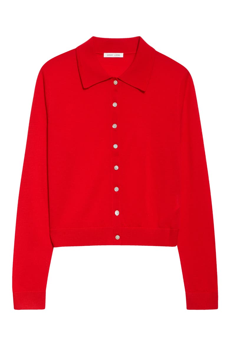 Summers Merino Wool Cardigan, Alternate, color, RED