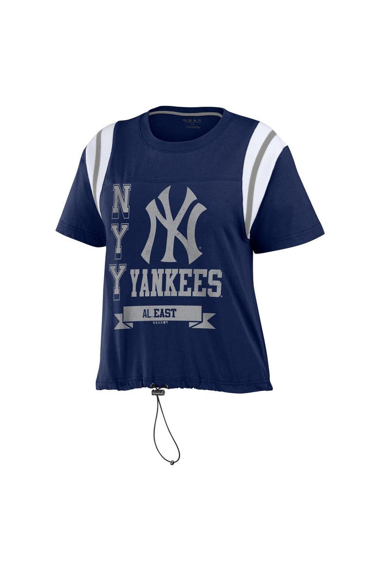 Women's WEAR by Erin Andrews Navy New York Yankees Cinched Colorblock T-Shirt, Alternate, color, Navy