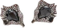 Fred Leighton Signed Fred Leighton Natural Black & Mixed Diamond Abstract Flower Stud Earrings