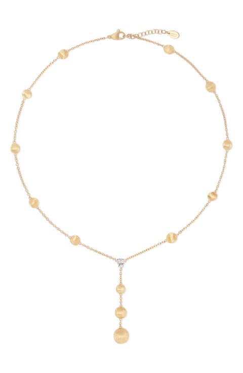 18K Yellow Gold Lariat Necklace with Diamonds