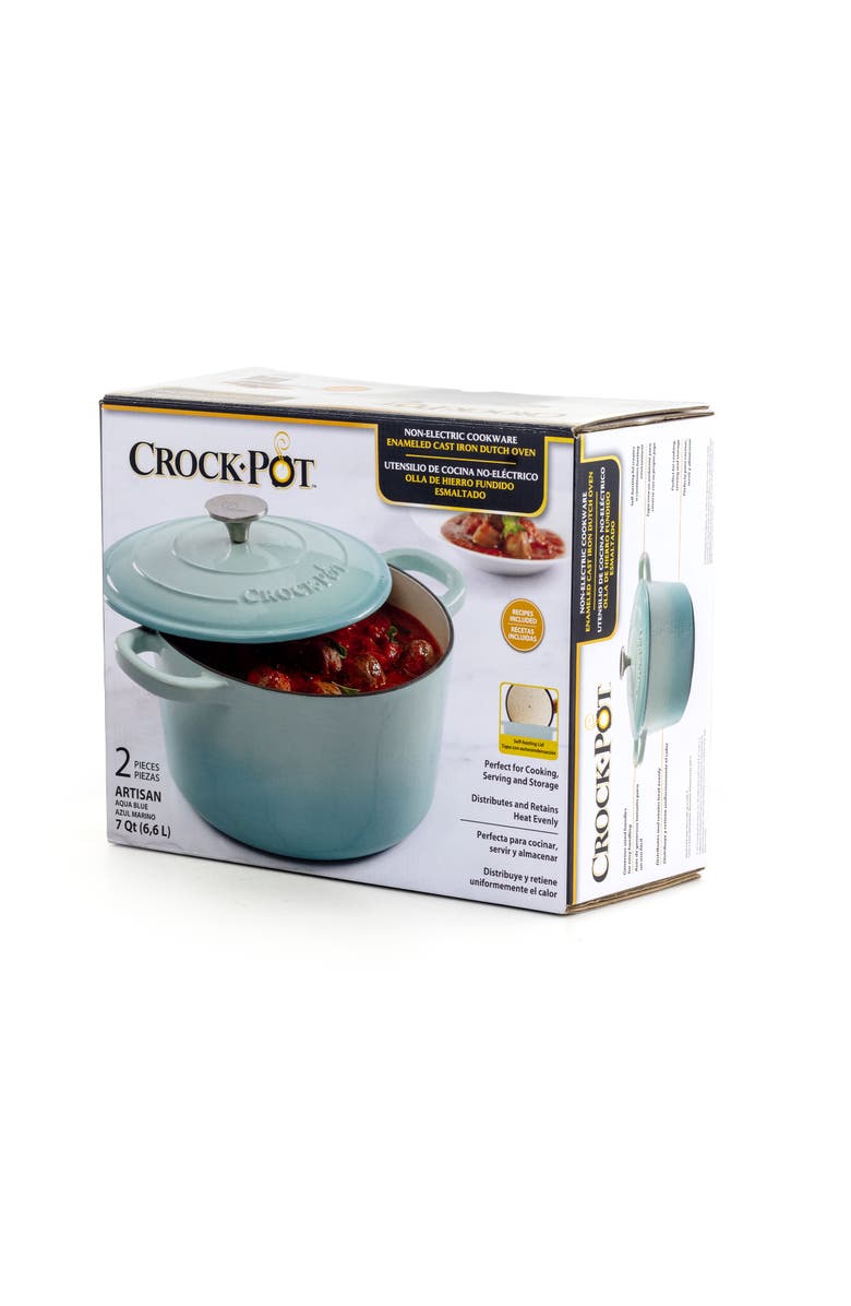 Crock-pot 2 Piece 7 Quarts Enamled Cast Iron Dutch Oven, Alternate, color, Blue