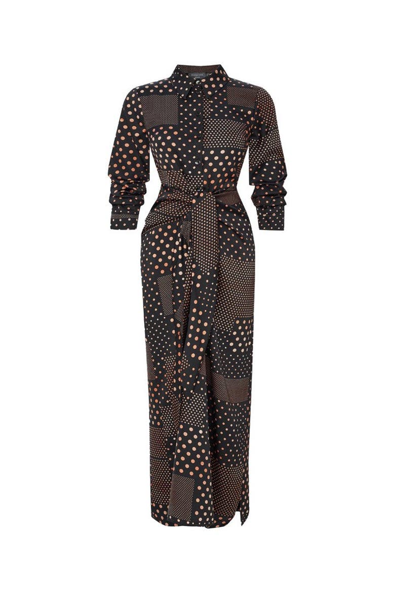 Annis Maxi Shirt Dress, Alternate, color, CAMEL-BLACK