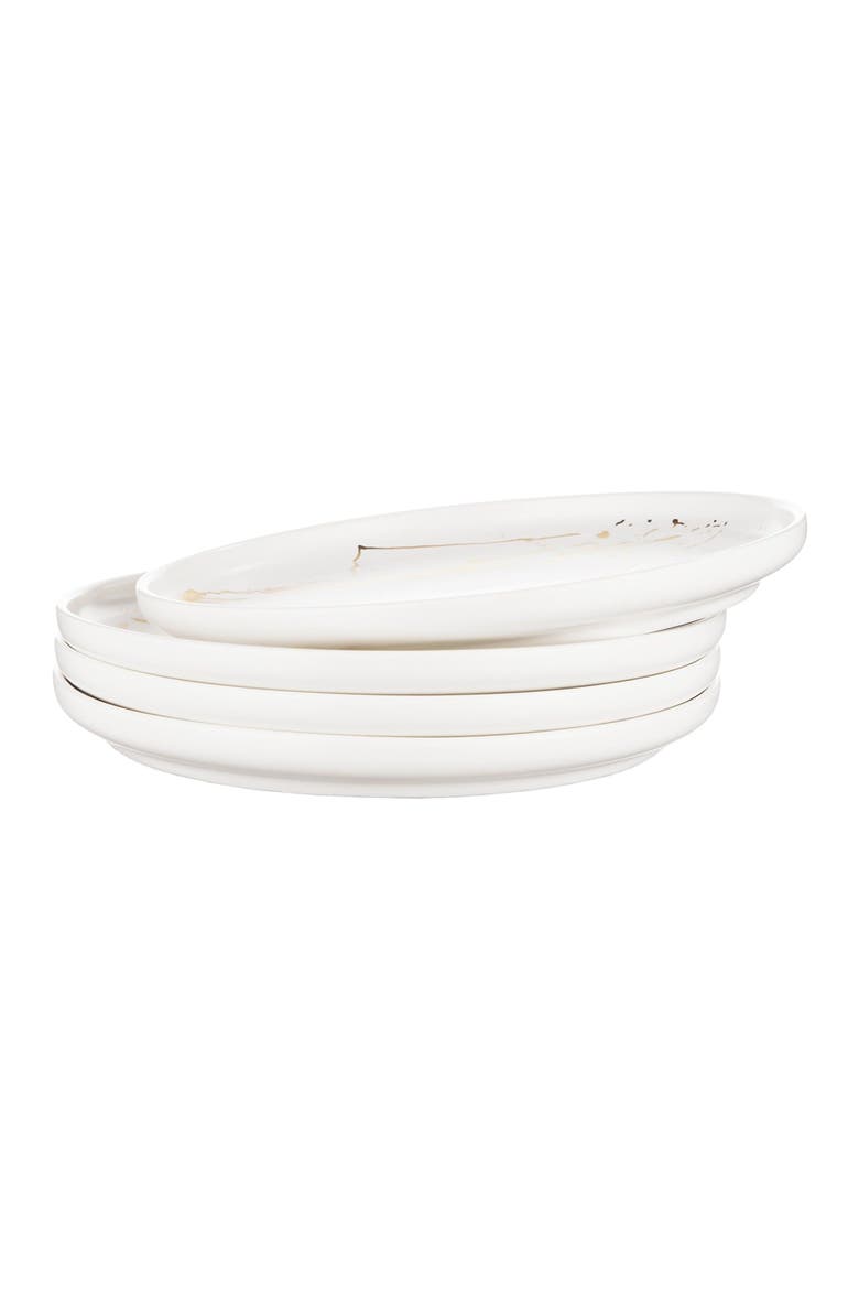 Zora Porcelain 4-Piece Dinner Plate Set, Alternate, color, White