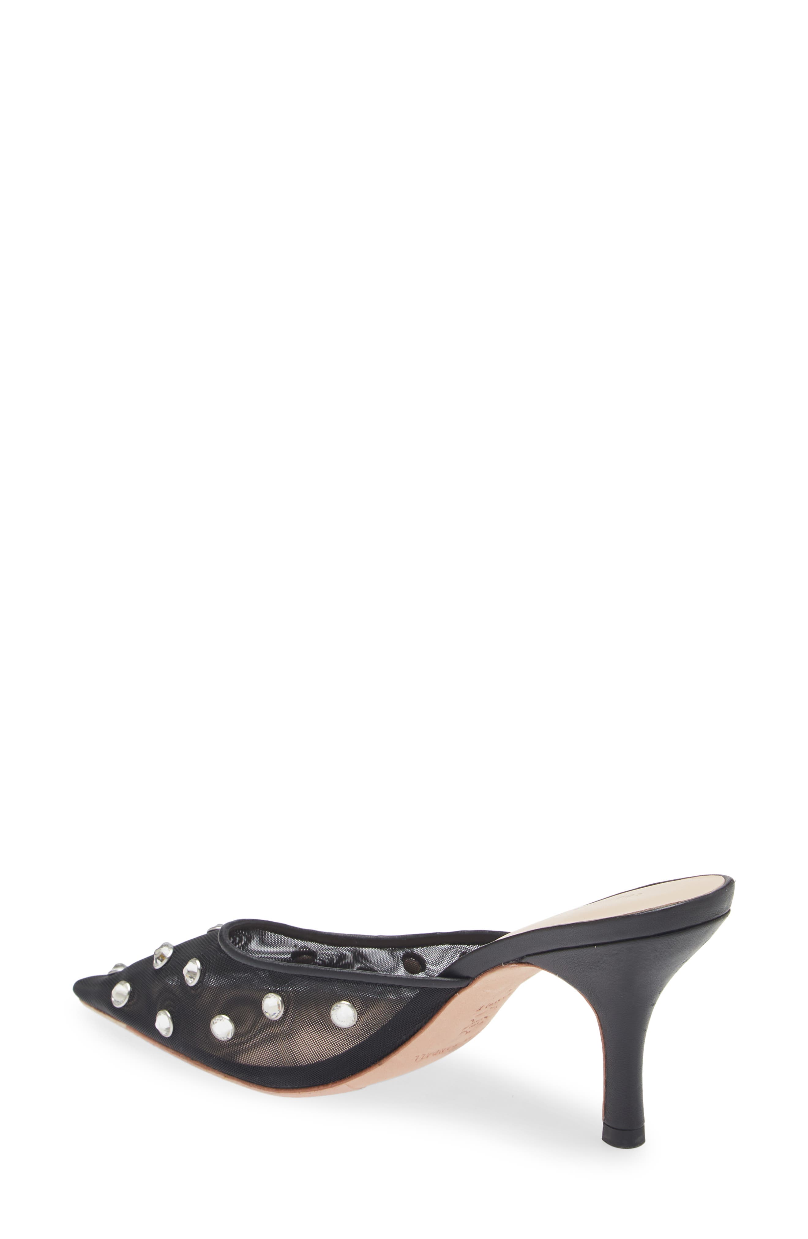 Loeffler Randall Paloma Embellished Pointed Toe Mule, Alternate, color, Black/ Crystal