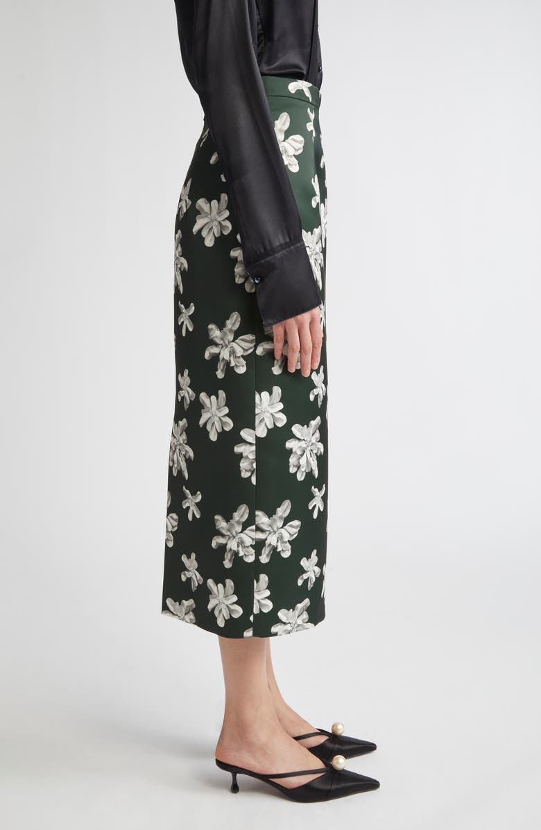 Emilia Wickstead Lorelei Floral Pencil Skirt, Alternate, color, Ivory Floral On Hunter Green