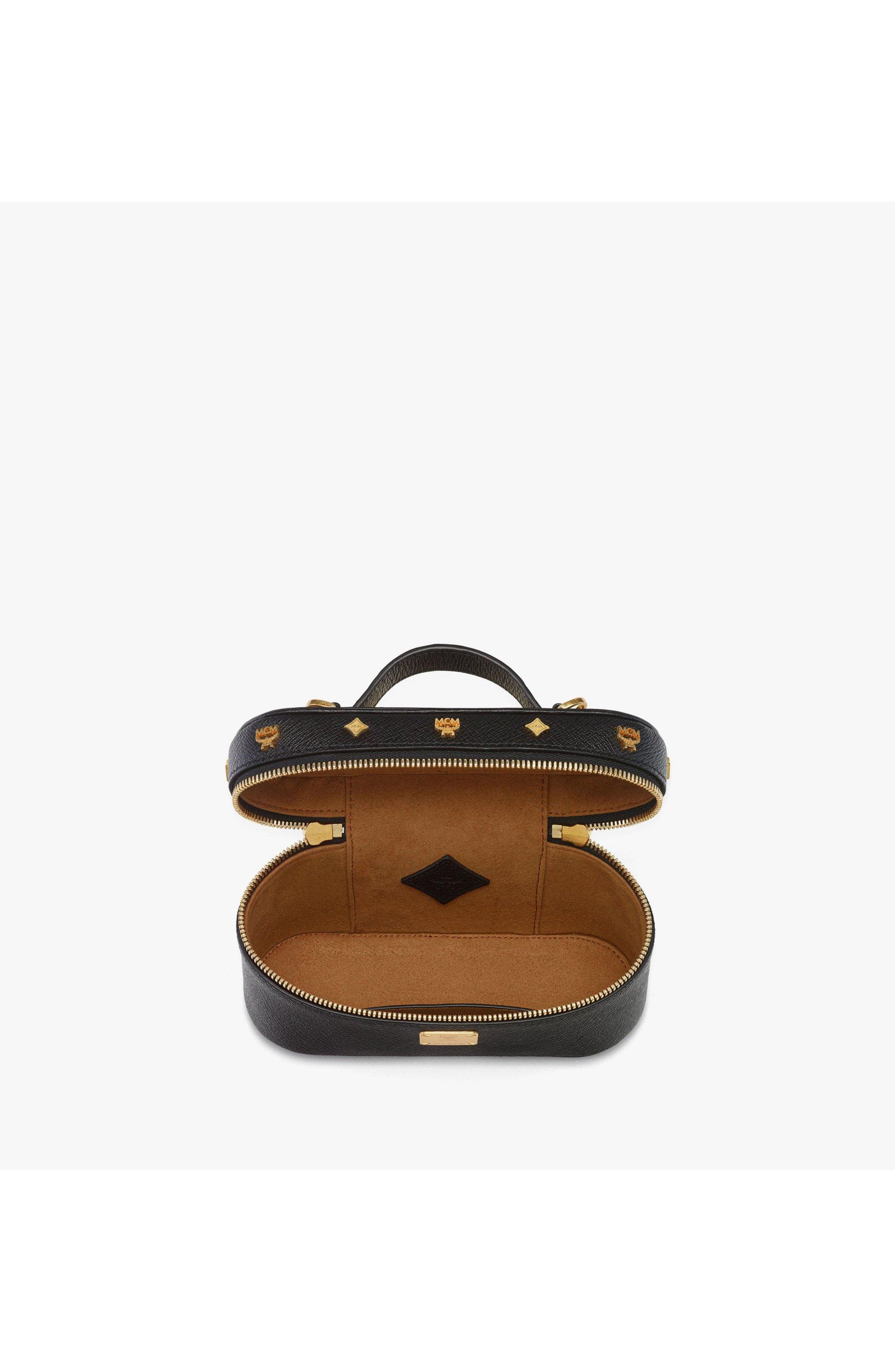 Mini Pina Vanity Case in Studded Calfskin, Alternate, color, Black