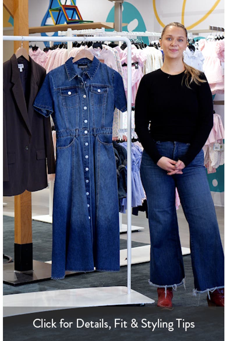 Cotton Blend Denim Midi Shirtdress video
