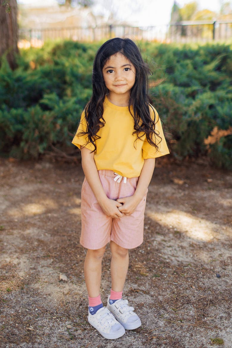 Kids’ Jules Organic Cotton Chambray Shorts, Alternate, color, Orange Chambray