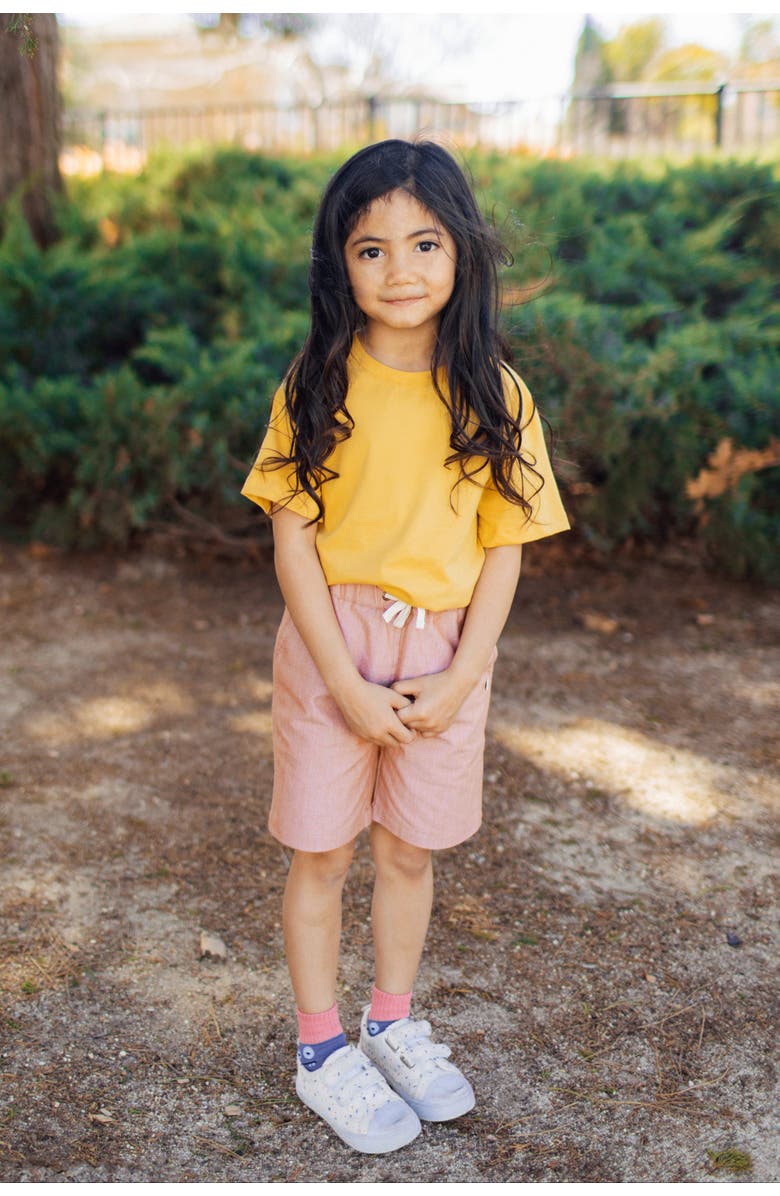 Jackalo Kids’ Jules Organic Cotton Chambray Shorts, Alternate, color, Orange Chambray