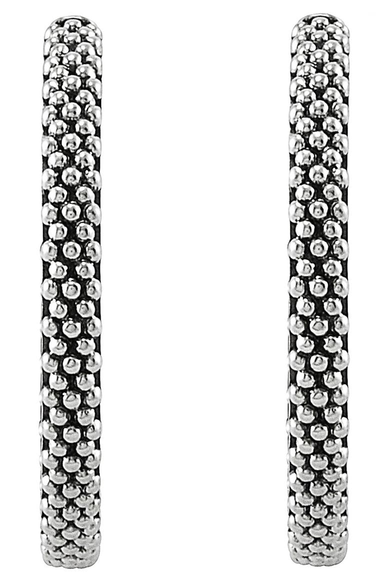 Caviar Hoop Earrings, Alternate, color, SILVER