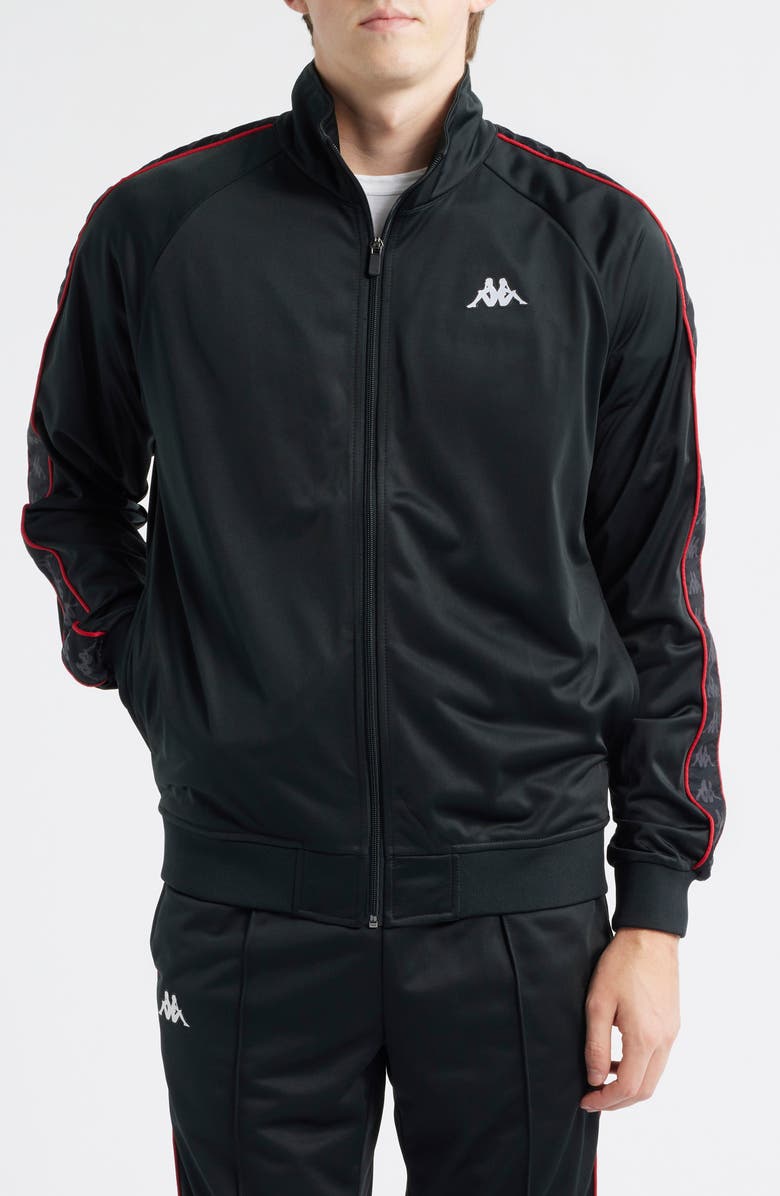 KAPPA 222 Banda Anniston Slim Fit Tricot Track Jacket, Alternate, color, Black - Red Racing - White