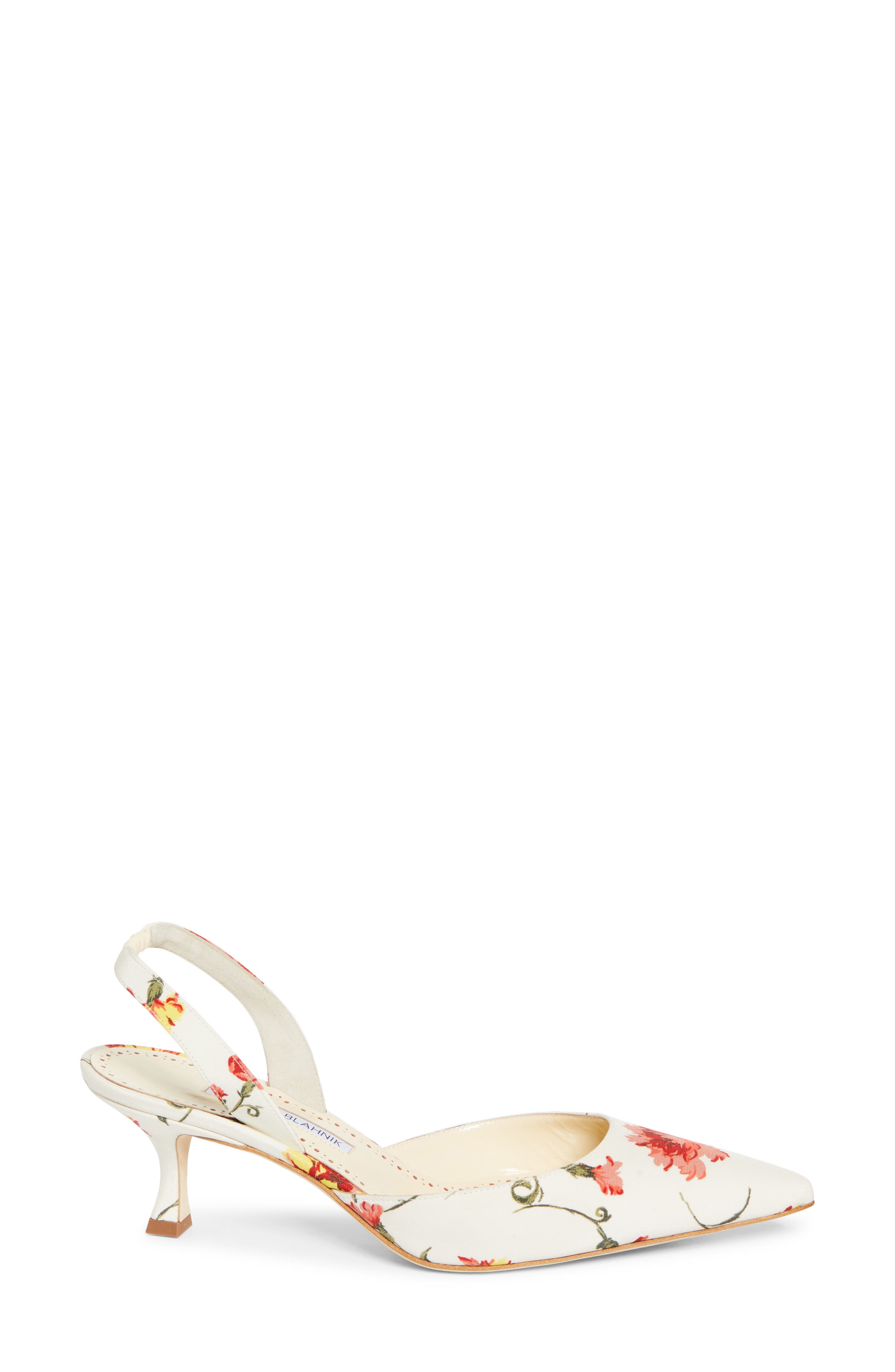 Manolo Blahnik Carolyne Floral Pointed Toe Slingback Pump, Alternate, color, 
