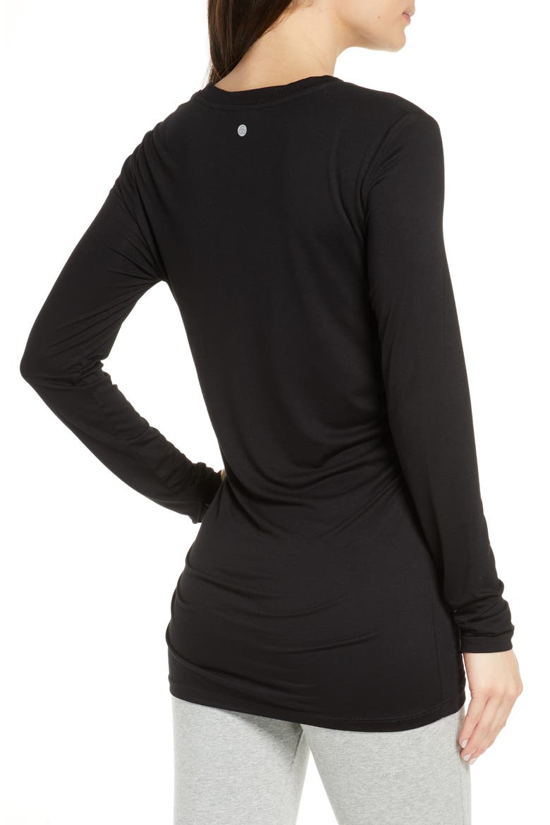 Asymmetrical Side Ruched Tee, Alternate, color, BLACK