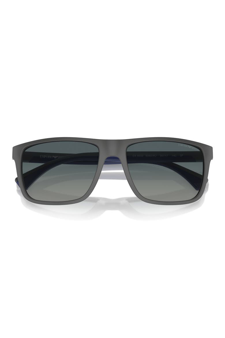 56mm Polarized Square Sunglasses, Alternate, color, GREY / GRADIENT BLUE POLAR