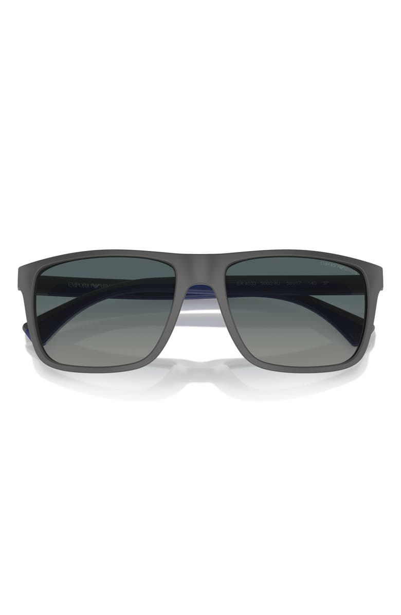 Emporio Armani 56mm Polarized Square Sunglasses, Alternate, color, Grey / Gradient Blue Polar