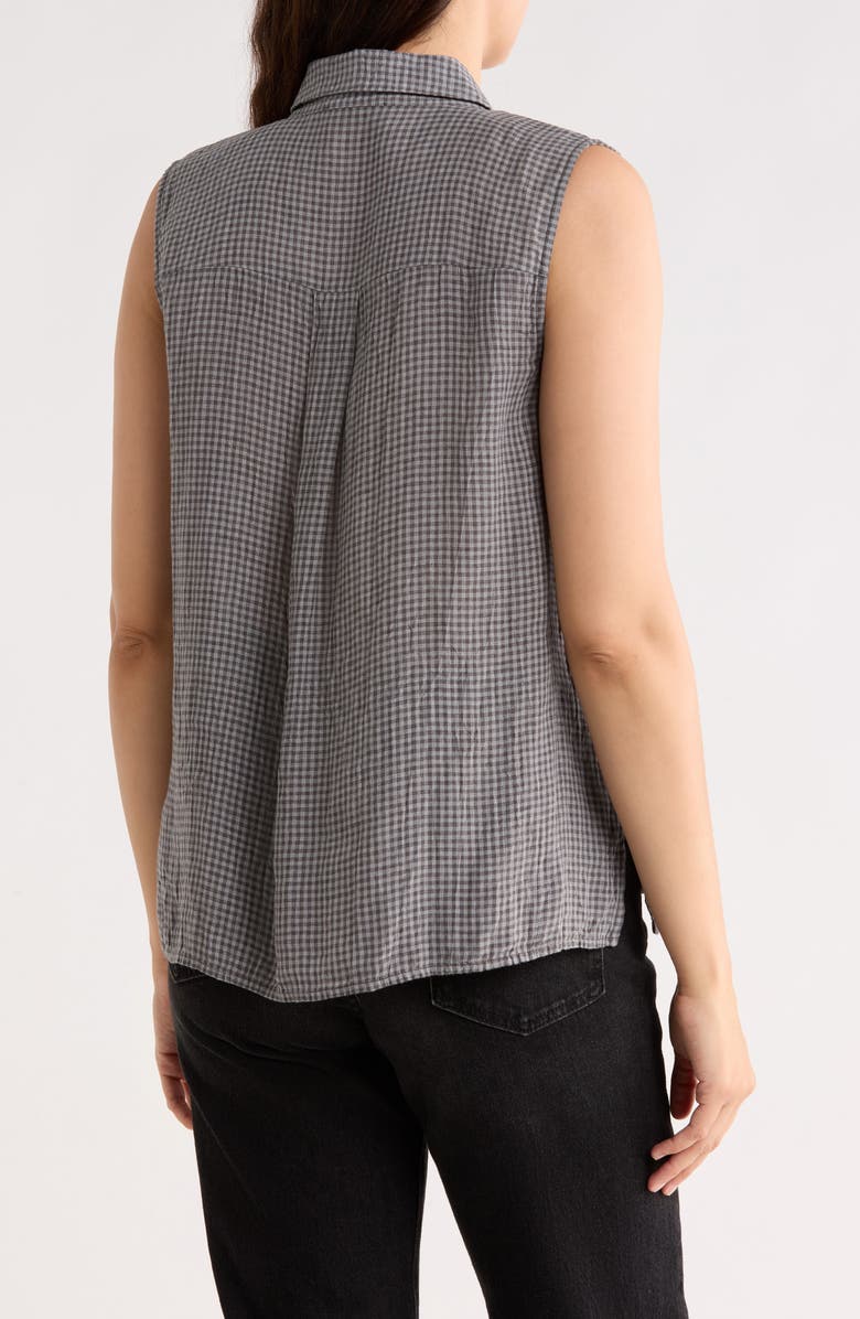 Eileen Fisher Classic Collar Sleeveless Organic Cotton Button-Up Shirt, Alternate, color, Geyser