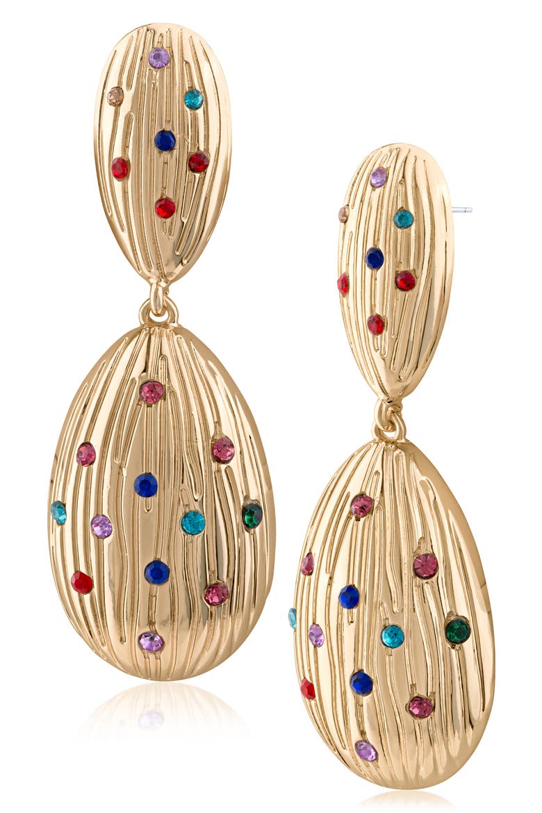 Fluted Crystal Drop Earrings (Nordstrom Exclusive), Main, color, MULTI/ GOLD
