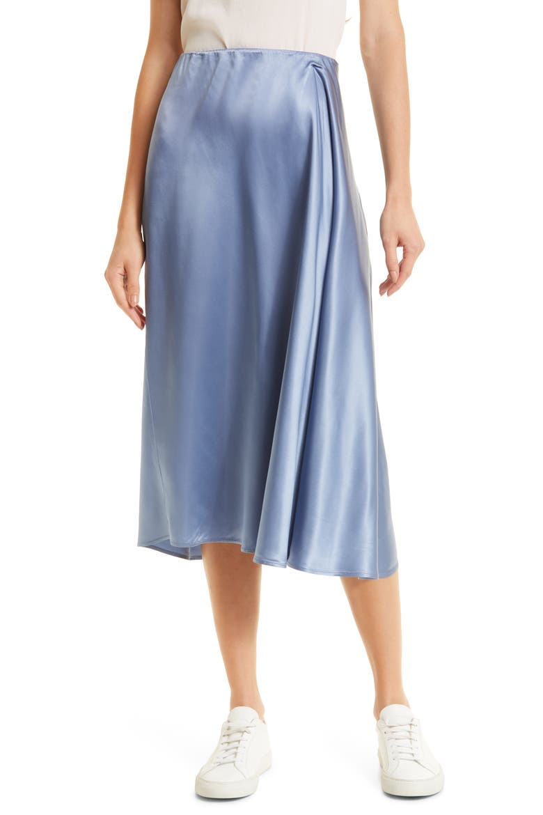 Coimbra Satin Midi Skirt, Main, color, CORNFLOWER BLUE