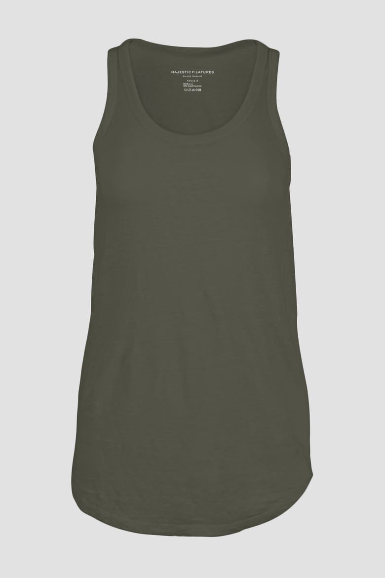 Linen Stretch HD Scoopneck Tank, Main, color, MILITAIRE