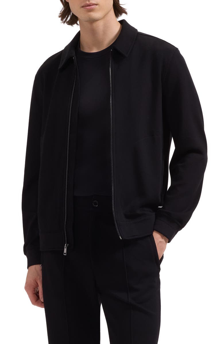 Bugatchi Soft Touch Blouson Knit Jacket, Main, color, Black