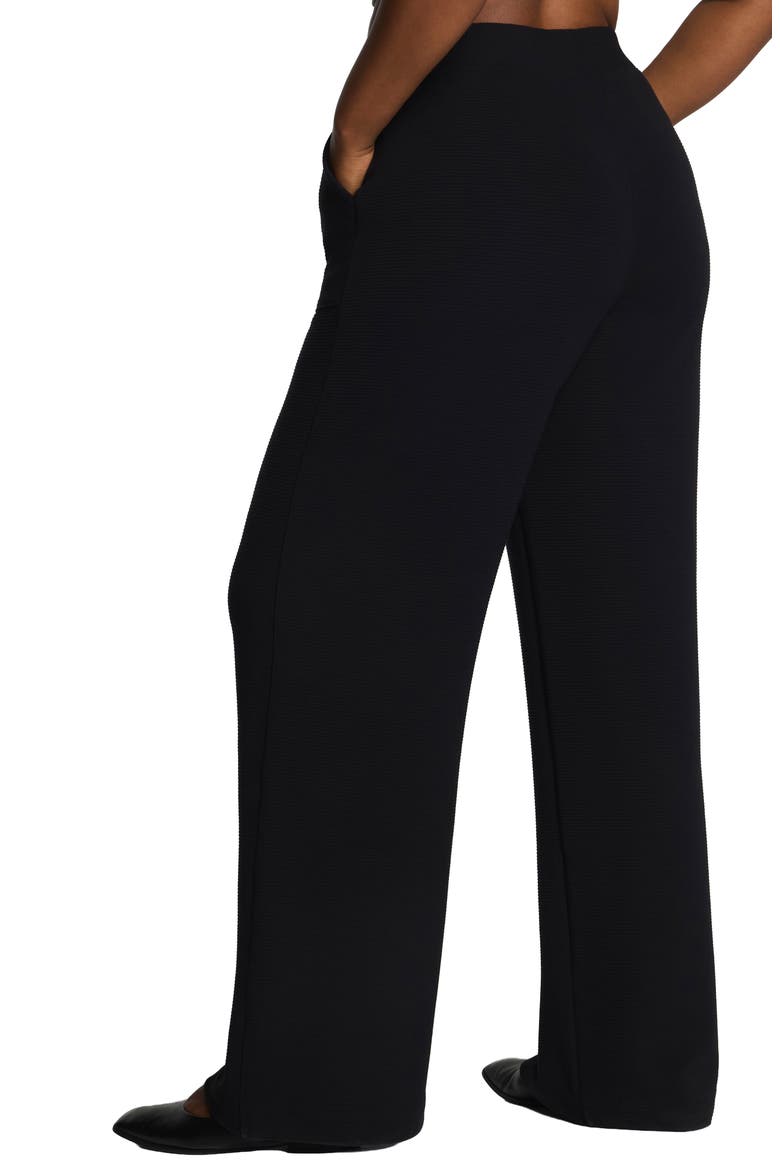 AirEssentials Wide Leg French Terry Rib Pants, Alternate, color, VERY BLACK