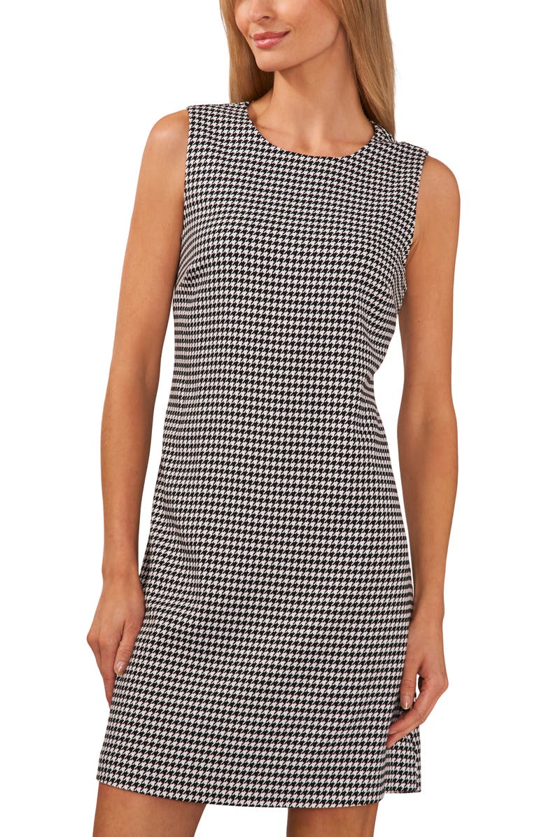 CeCe Houndstooth Sleeveless Sheath Dress, Alternate, color,
