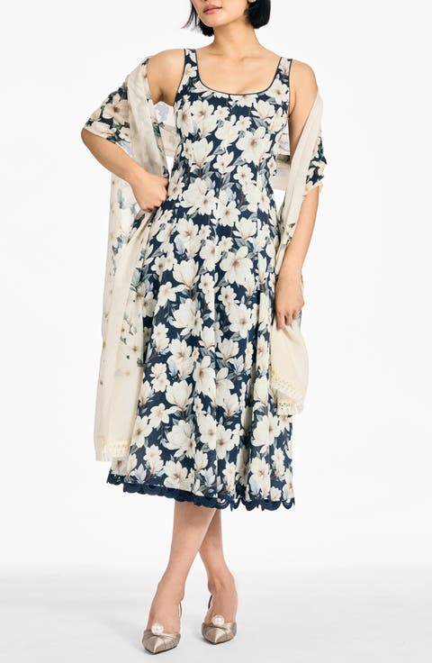 Florie Floral Cotton & Silk Scarf