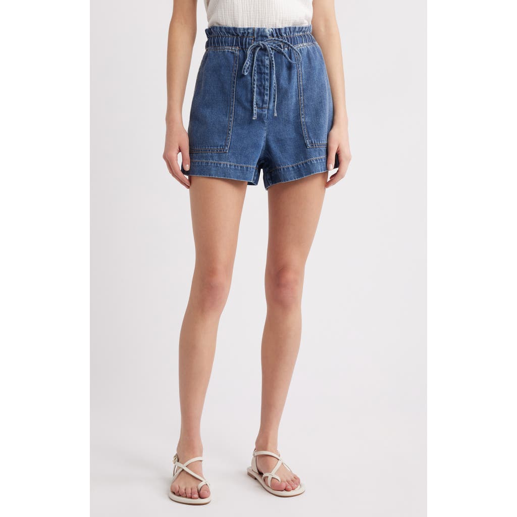 Rails Womens Classic Blue Foster Paper Bag-waist Denim Shorts In Blue