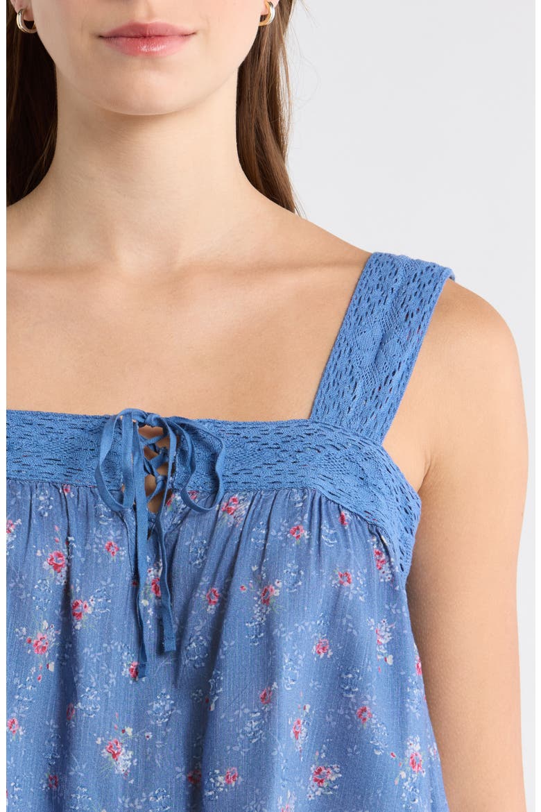 Ditsy Floral Embroidered Lace Trim Swing Tank, Alternate, color, BLUE FLORAL