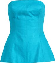 Topshop Strapless Linen Blend Peplum Top