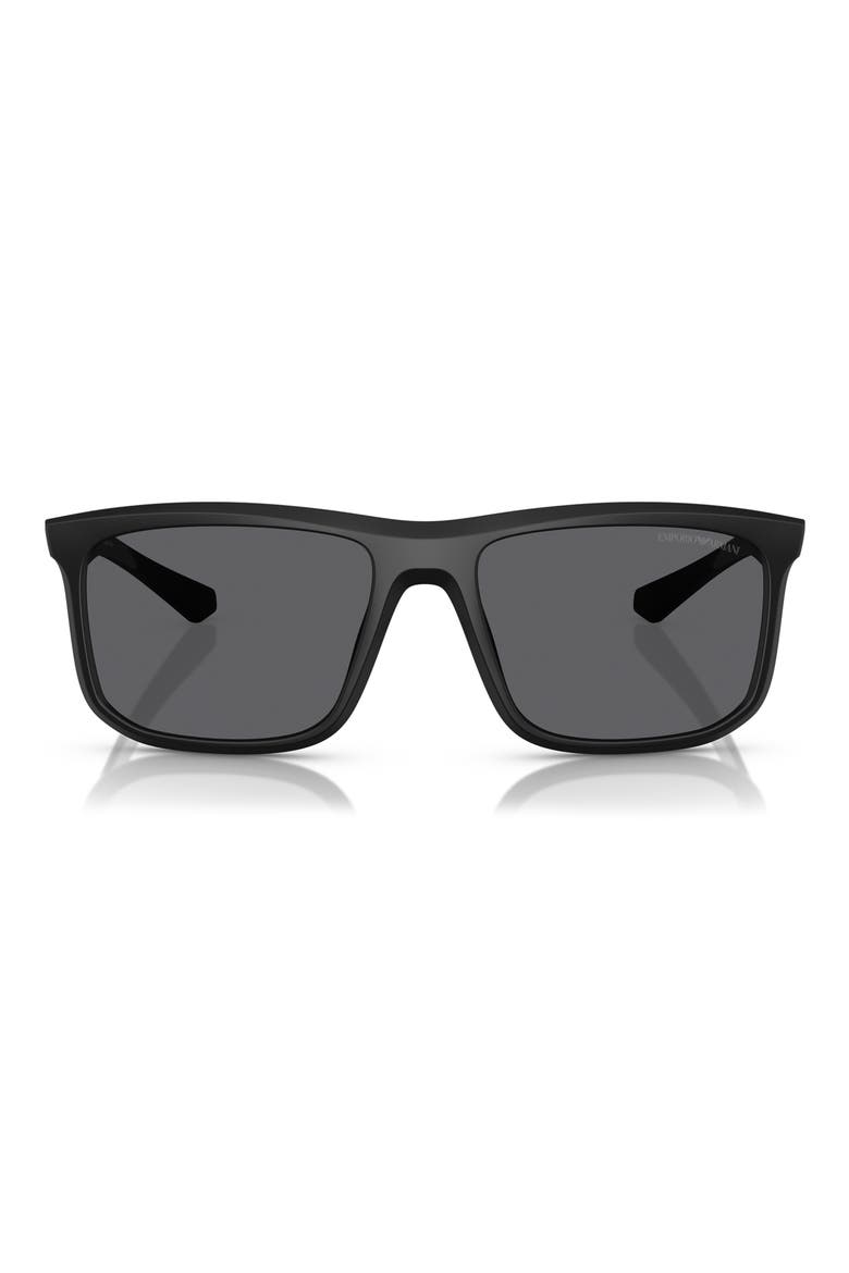 57mm Polarized Square Sunglasses, Main, color, MATTE BLACK / GREY POLAR