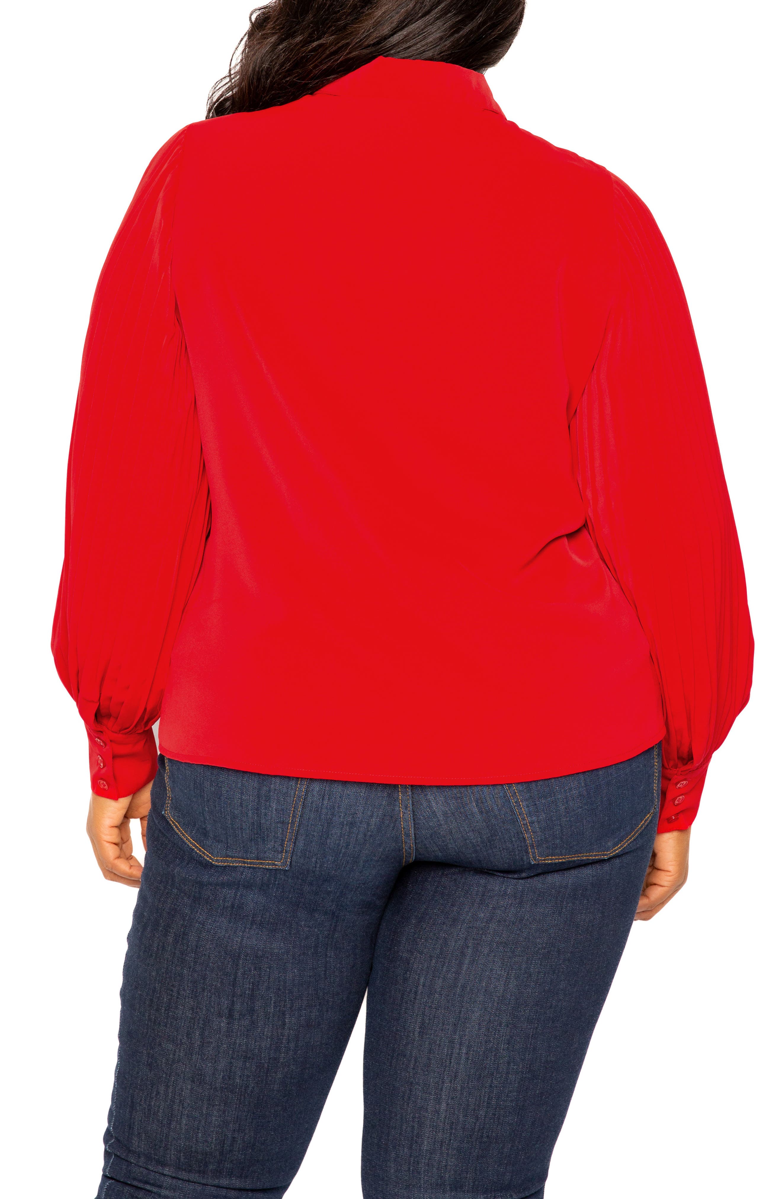 Tie Neck Pleated Sleeve Top - image 4