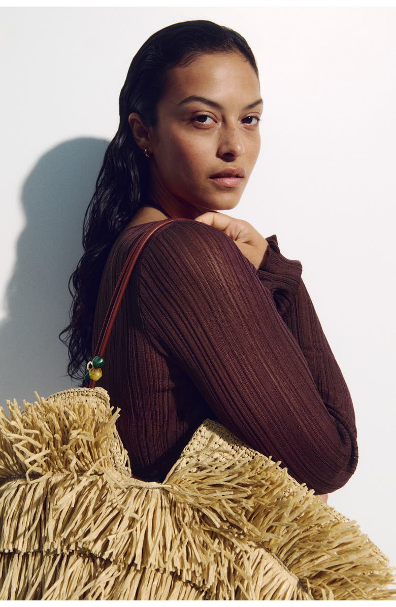H&M Rib-knit Beach Dress, Alternate, color, Dark Brown