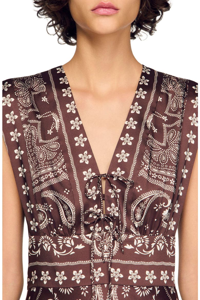Bandana-print maxi dress, Alternate, color, Taupe / white