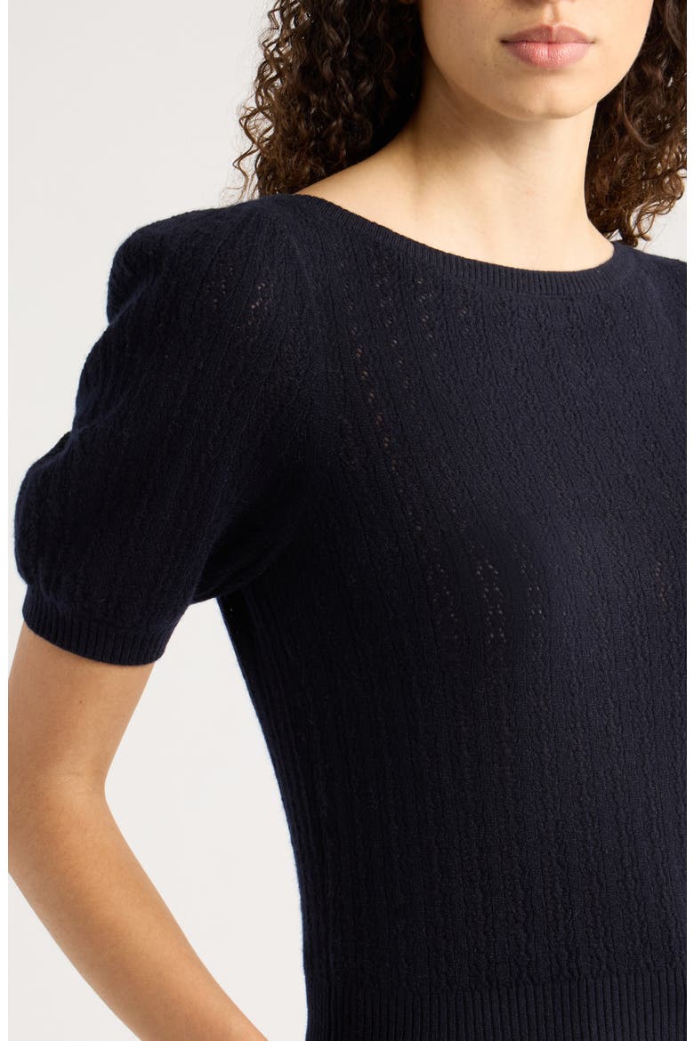 Jules Puff Sleeve Cashmere Sweater, Alternate, color, DEEP NAVY