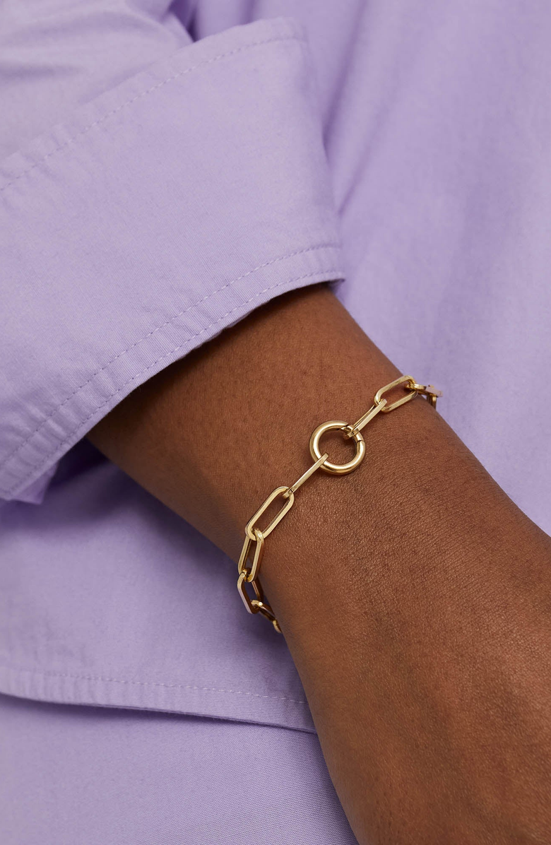 MEJURI Paperclip Chain Charm Bracelet, Alternate, color, 18K Gold Vermeil