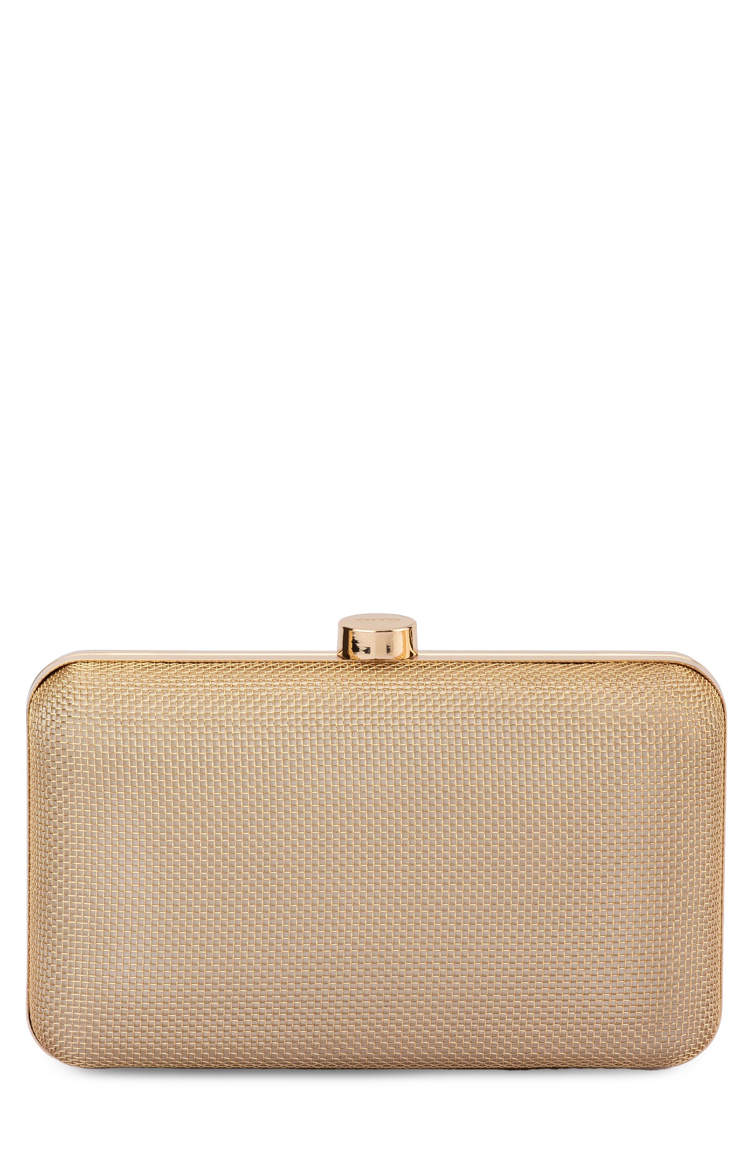 Jen Mesh Frame Clutch, Main, color, GOLD