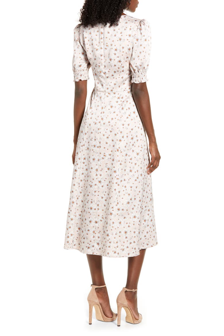 Beatrix Bustier Midi Dress, Alternate, color, BLUSH DAISY