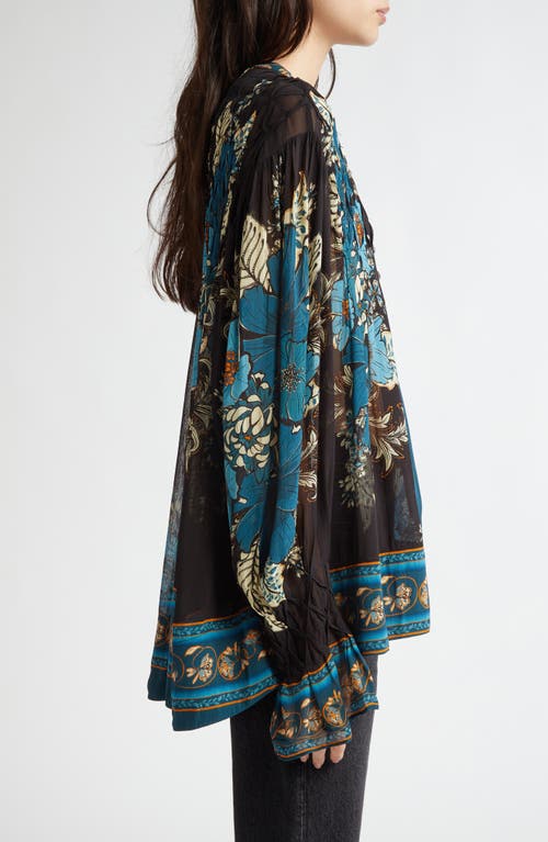 FARM RIO FARM RIO BLOSSOM TAPESTRY SMOCKED TOP