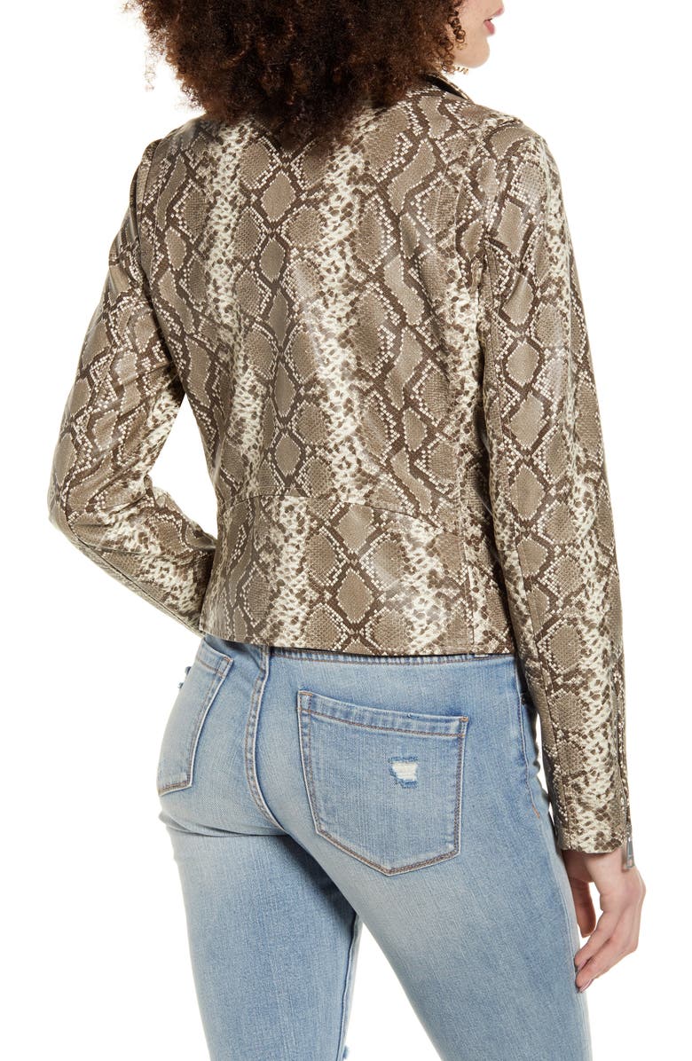Vigoss Snake Print Faux Leather Moto Jacket, Alternate, color, 