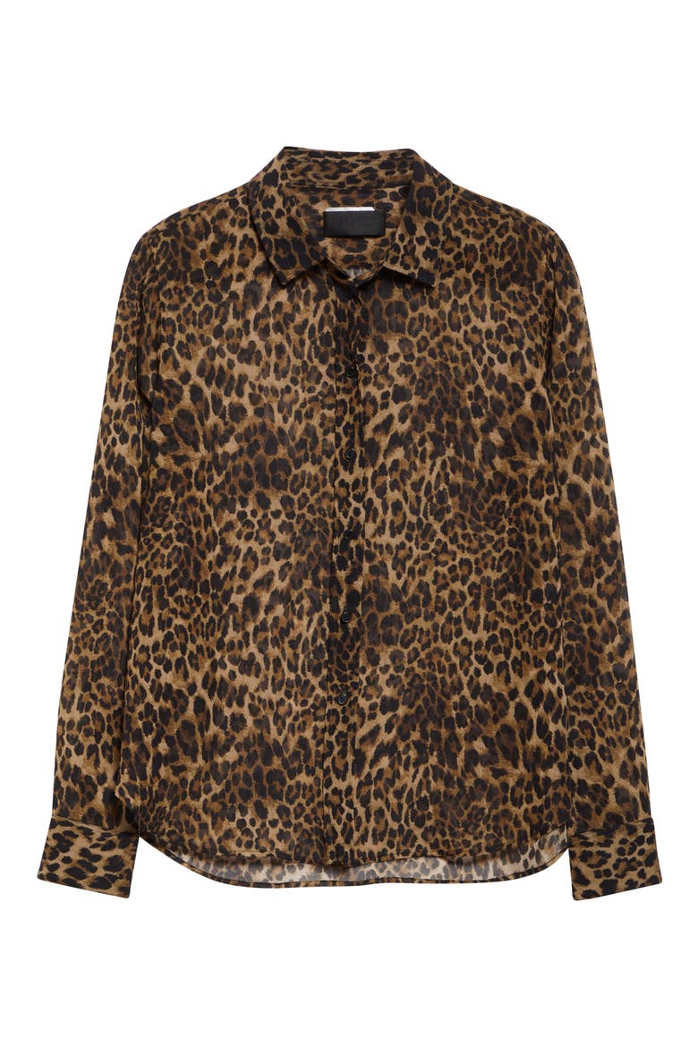 Gaia Slim Fit Silk Shirt, Alternate, color, VINTAGE LEOPARD PRINT