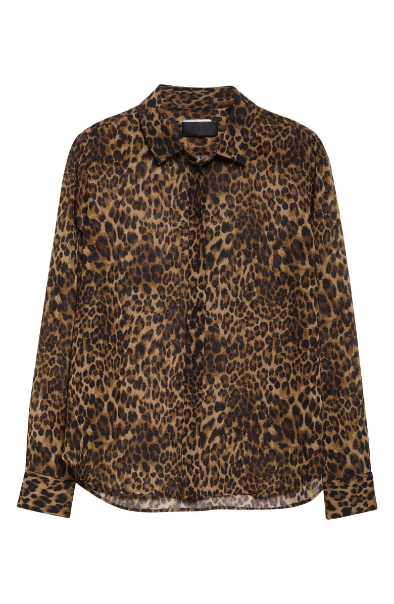 Nili Lotan Gaia Slim Fit Silk Shirt, Alternate, color, Vintage Leopard Print