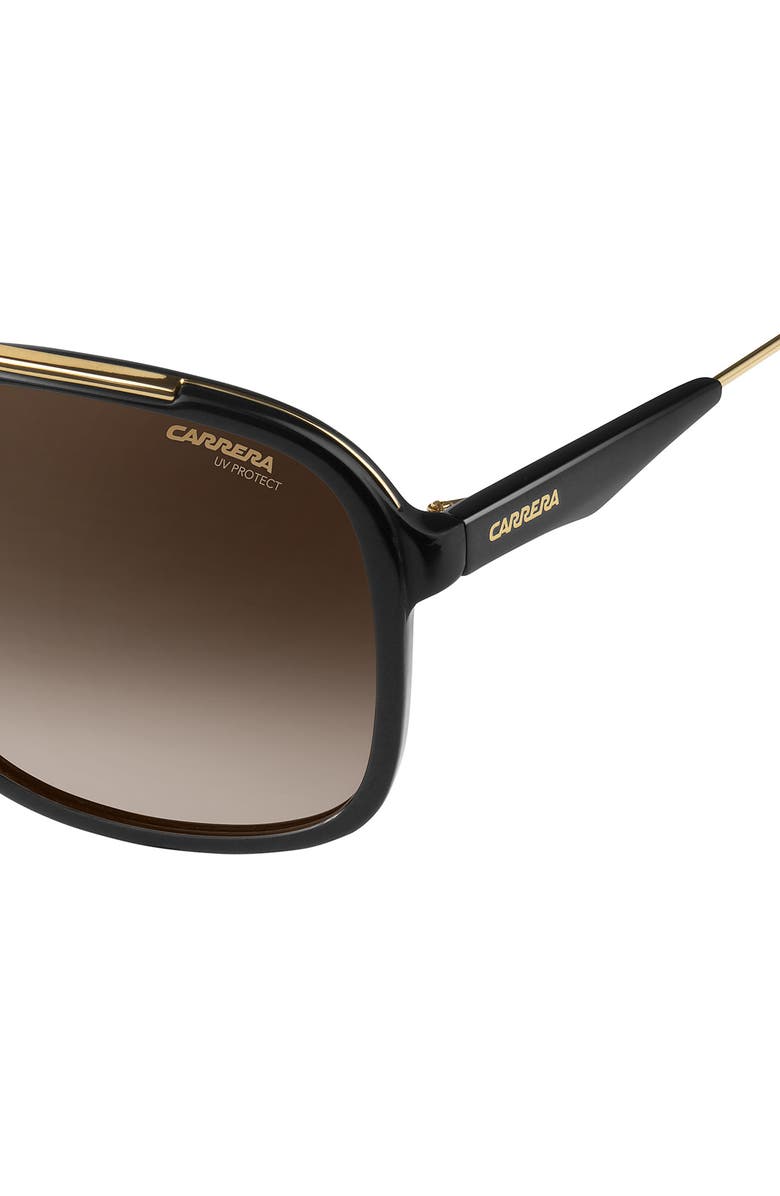 Carrera Eyewear 57mm Gradient Aviator Sunglasses, Alternate, color, Black Gold