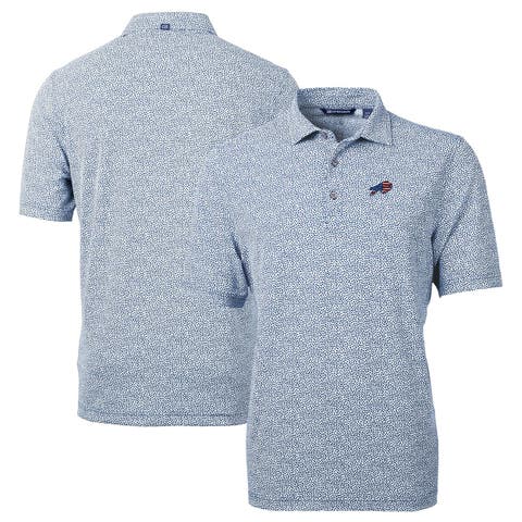 Men's Cutter & Buck Blue Buffalo Bills Virtue Eco Pique Botanical Print Recycled Polo