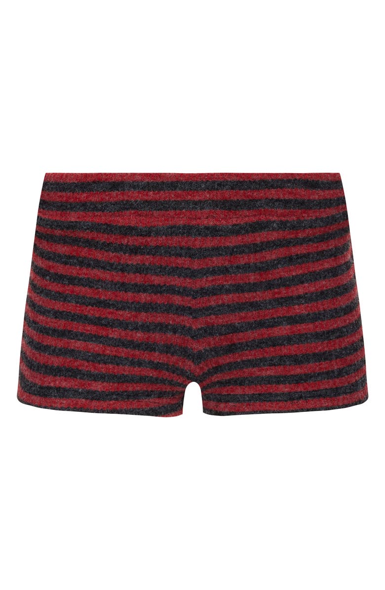 LIONESS Housewife Knit Shorts, Alternate, color, Crimson Stripe