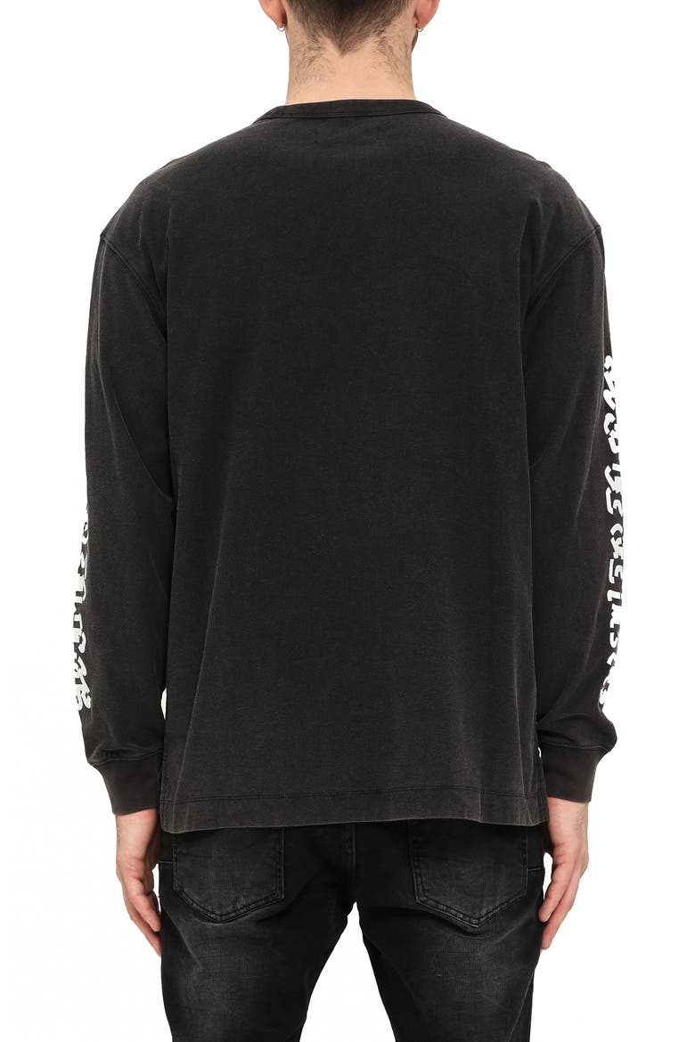 Texture Graphic Long Sleeve T-Shirt, Alternate, color, BLACK