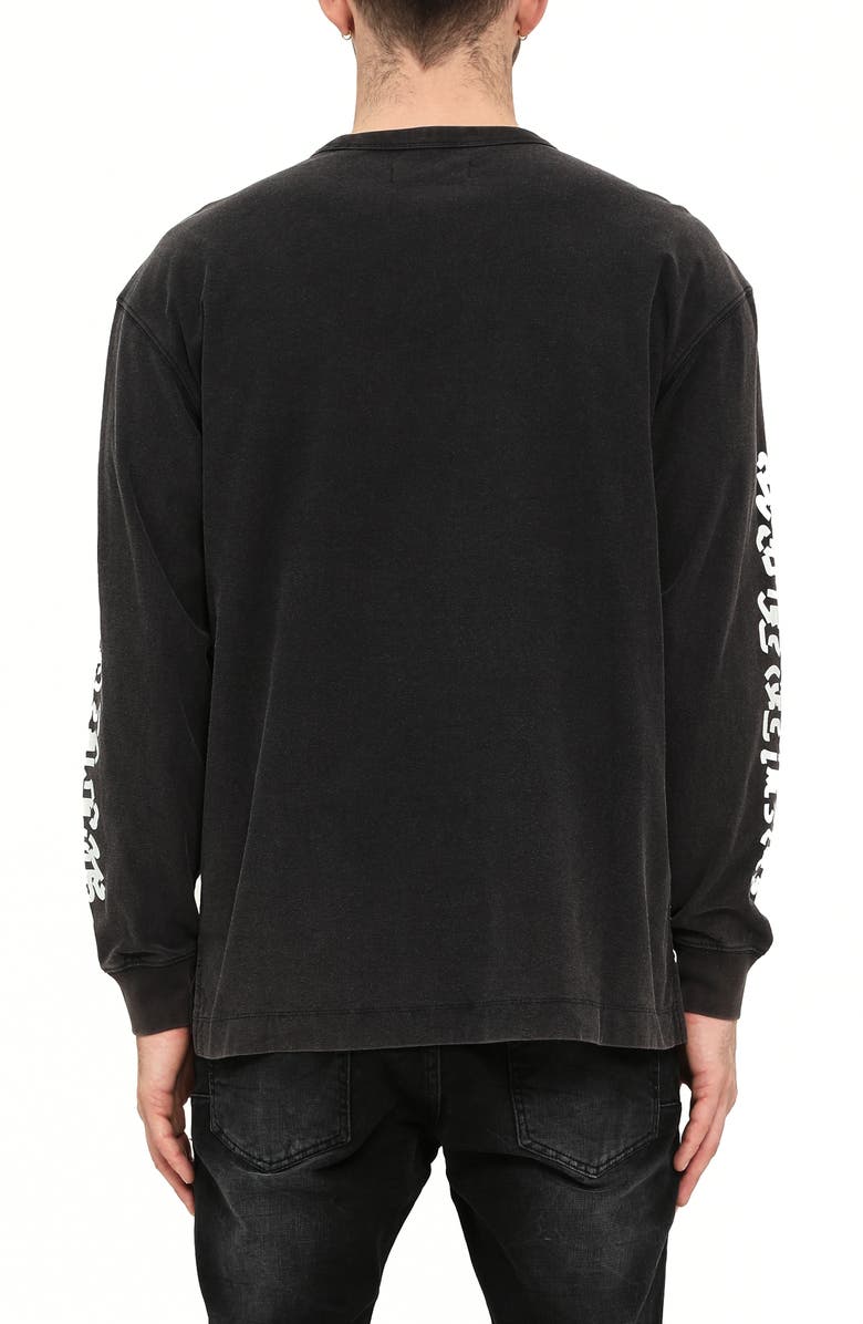 PURPLE BRAND Texture Graphic Long Sleeve T-Shirt, Alternate, color, Black