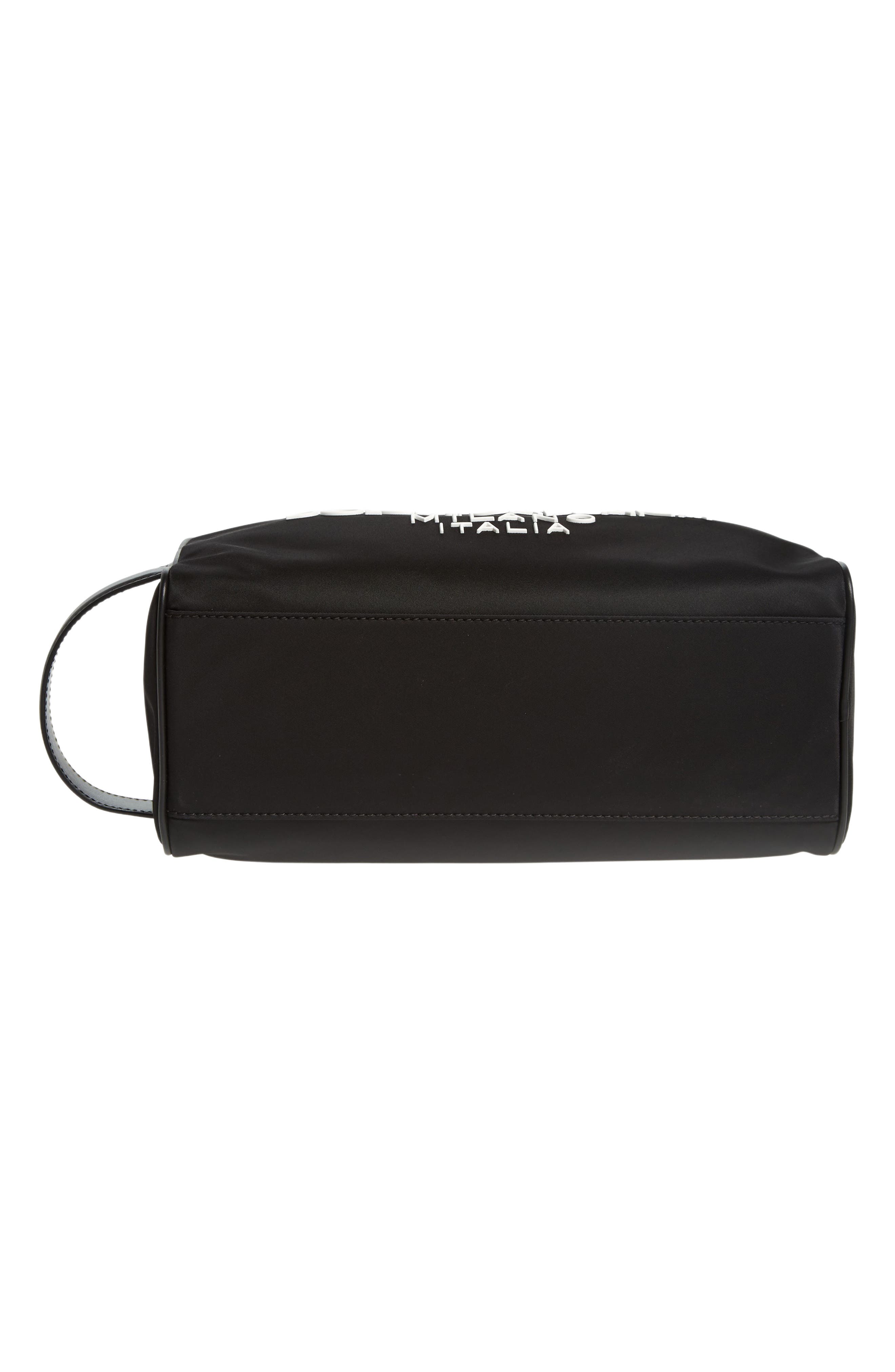 Dolce&Gabbana Rubberized Logo Nylon Blend Toiletry Bag, Alternate, color, Black/ Black