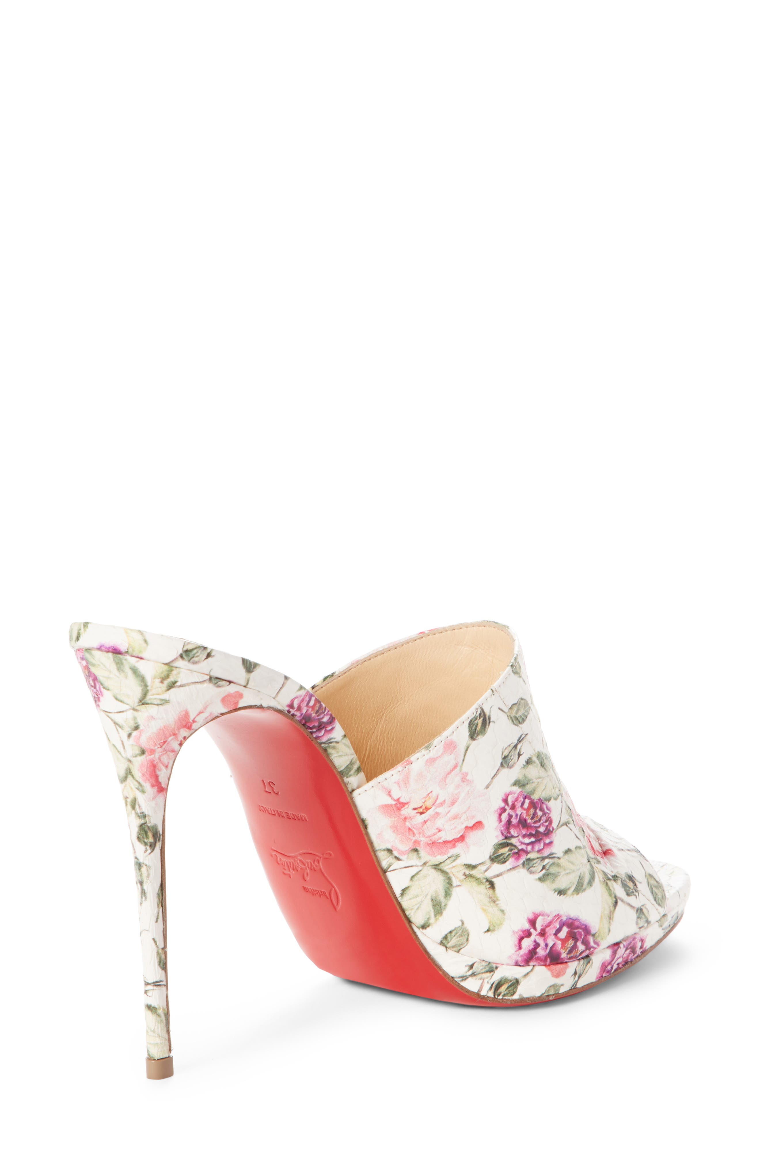 Floral Pigalle Genuine Snakeskin Mule, Alternate, color, LATTE/ FLORAL PRINT